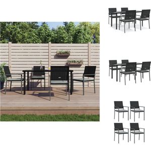 vidaXL Tuinset - Vierpersoons - PE-rattan - Zwart - 160x80x74 cm - Tuinset