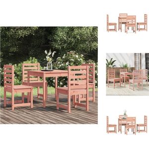 vidaXL Tuinset Douglas Hout - Tafel 82.5x82.5x76 cm - Stoel 50x48x91.5 cm - 4x tuinstoel - 1x tafel - Tuinset