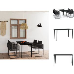 vidaXL Tuinset Garden Furniture - 140 x 70 x 74 cm - Zwart Staal - Glas - PE Rattan Stoelen - Tuinset