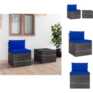 vidaXL Loungeset - Loungesets - Tuinset - Tuinsets - 2-delige Loungeset met kussens pallet massief grenenhout