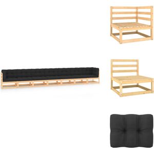vidaXL Pallet Loungeset - Pallet Loungesets - Tuinset - Tuinsets - 7-delige Loungeset met antracietkleurige kussens grenenhout