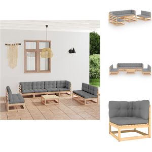 9-tlg. Garten-Lounge-Set mit Kissen Kiefer Massivholz - Garten Lounge Set - Kiefernholzmöbel - Outdoor Möbel - Gartenmöbel - Loungemöbel