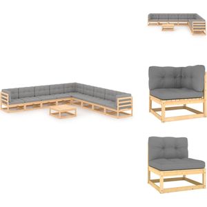 10-tlg. Garten-Lounge-Set mit Kissen Massivholz Kiefer - Gartensofa - Lounge Set - Gartenmöbeln - Outdoor Möbel - Rattan Gartenmöbel