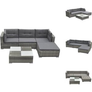 vidaXL Tuinbankenset - Tuinbankensets - Tuinbanken Set - Tuinbanken Sets - 5-delige Loungeset met kussens poly rattan grijs