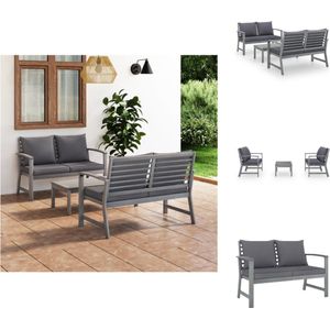 vidaXL Tuinset - Tuinsets - Loungeset - Loungesets - 3-delige Loungeset met kussens massief acaciahout grijs