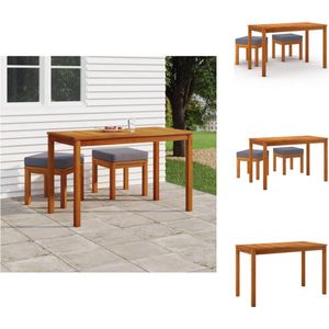 vidaXL Tuinset - Tuinsets - Terrasset - Kruk - 3-delige Tuinset met kussens massief acaciahout