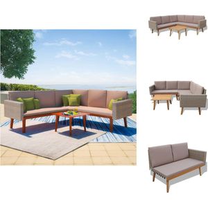 vidaXL Tuinbank Set - Tuinbank Sets - Bankenset - Bankensets - 4-delige Loungeset met kussens poly rattan grijs