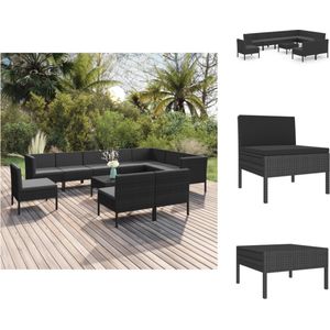 Vidaxl - 11-tlg. Garten-Lounge-Set mit Auflagen Poly Rattan Schwarz - Gartensonnenliegen - Gartenloungesessel - Outdoor-Loungeset - PE-Rattan