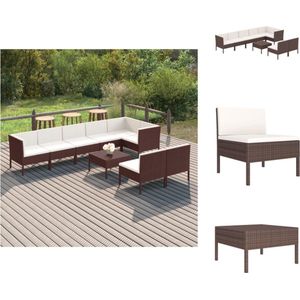 vidaXL Loungeset Garden Furniture - 3-Piece Modular - Brown - PE-rattan - Coated Steel - Tuinset