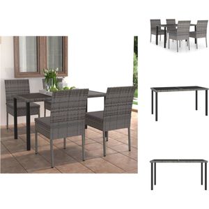 vidaXL Tuinset San Diego - Tuinmeubelen - 140x70x73 cm - Grijs/Zwart - PE-rattan - Tuinset