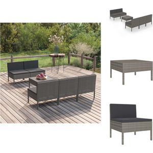 vidaXL Lounge set - PE-rattan - Grijs - 57x69x69 cm - Inclusief kussens - Modulair - Tuinset