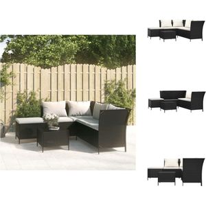 vidaXL Loungeset Poly Rattan - Hoekbank 110x58x72 cm - Zwart - Tuinset