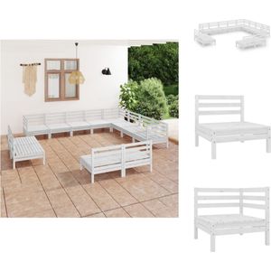 Gartenmöbel-Sets - Living 12-tlg. Garten-Lounge-Set Massivholz Kiefer Weiß