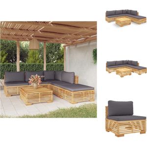 vidaXL Loungeset - Loungesets - Loungeset Voor De Tuin - Loungeset Voor Terras - 6-delige Loungeset met kussens massief teakhout