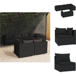 vidaXL Loungeset - Poly Rattan - Zwart - Hoekbank 70x70x60.5 cm - Middenbank 70x70x60.5 cm - 5 hoekbanken - 2 middenbanken - 7 zitkussens - 12 rugkussens - Tuinset