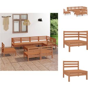 9-tlg. Garten-Lounge-Set Massivholz Kiefer Honigbraun - Outdoor Lounge Set - Gartenmöbel - Kiefernholzmöbel - Rattan Möbel - Terrassenmöbel