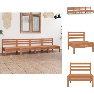 vidaXL Loungeset - Loungesets - Tuinsets - Tuinsets - 4-delige Loungeset massief grenenhout honingbruin