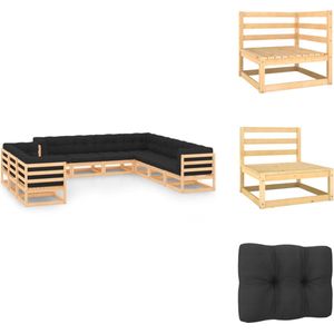 vidaXL Loungeset Pallet - 70x70x67cm - Onbehandeld grenenhout - Antraciet kussen - Tuinset