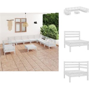 vidaXL Pallet Loungeset - Pallet Loungesets - Pallet Loungebank - Loungeset - 11-delige Loungeset massief grenenhout wit