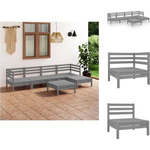 vidaXL Loungeset - Loungesets - Tuinset - Tuinsets - 6-delige Loungeset massief grenenhout grijs