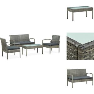 vidaXL PE-rattan Garden Furniture Set - Grey - 106x58x72cm - Steel Frame - Comfortable Cushions - Tuinset