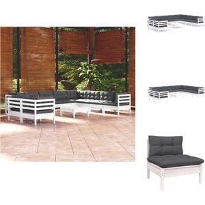 vidaXL loungeset tuinmeubelen - Grenenhout - Wit - 63.5x63.5x62.5 cm - Inclusief kussens - Tuinset