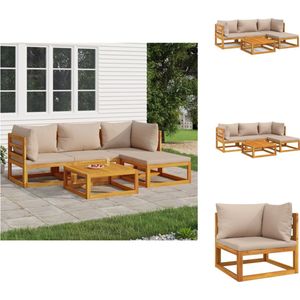 vidaXL Loungeset - Loungesets - Tuinset - Loungeset Tuin - 5-delige Loungeset met kussens massief hout taupe