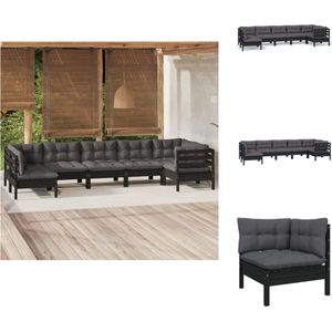 vidaXL Loungeset - Loungesets - Lounge Set - Lounge Sets - 7-delige Loungeset met kussens grenenhout zwart