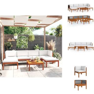 Vidaxl - 7-tlg. Garten-Lounge-Set mit Kissen Cremeweiß Massivholz Akazie - Gartenmöbel Set - Holz Gartenmöbel - Akasie Möbel - Loungesessel - Outdoor
