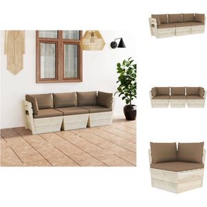 vidaXL Palletbank - 60x60x65 cm - Geïmpregneerd vurenhout - Taupe - Tuinset