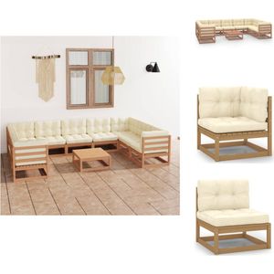 10-tlg. Garten-Lounge-Set mit Kissen Honigbraun Massivholz - Garten Lounge Set - Holzmöbel - Gartenmöbel - Outdoor Möbel - Esstisch