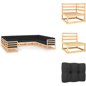 vidaXL Pallet Loungeset - Pallet Loungesets - Tuinset - Tuinsets - 11-delige Loungeset met antracietkleurige kussens grenenhout