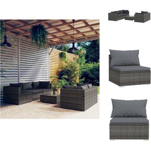 Vidaxl - 6-tlg. Garten-Lounge-Set mit Kissen Poly Rattan Grau - Gartensofa - Lounge Set - Outdoor Möbel - Gartenmöbeln - Rattan Gartenmöbel