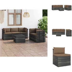 vidaXL Pallet Loungeset - Grenenhout - Taupe - 60x65x71.5cm - Modulair - Tuinset