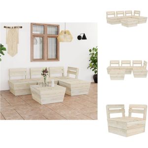 vidaXL Pallet Tuinset - 5-delig - Houten loungeset - 60 x 60 x 65 cm - Geïmpregneerd vurenhout - Tuinset