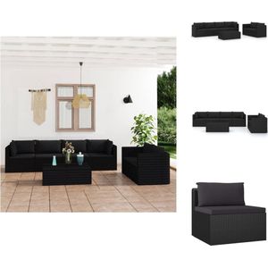 Vidaxl - 7-tlg. Garten-Lounge-Set mit Kissen Poly Rattan Schwarz - Gartenloungeset - Rattan Möbel - Outdoor Möbel - Gartensofa - Loungemöbel