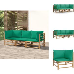 vidaXL Loungeset - Loungesets - Tuinset - Bamboe Loungeset - 3-delige Loungeset met kussens bamboe groen
