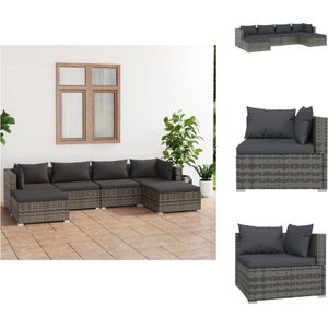 Vidaxl - 6-tlg. Garten-Lounge-Set mit Kissen Poly Rattan Grau - Garten Lounge Set - Outdoor Möbel - Rattan Gartenmöbel - Loungesessel - Balkonmöbel