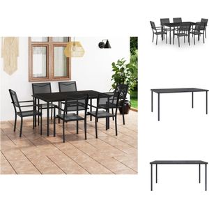 vidaXL Eethoek Voor Buiten - Eethoeken Voor Buiten - Tuintafel En Stoel - Tuintafels En Stoelen - 7-delige Tuinset staal