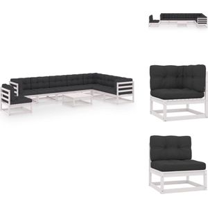 vidaXL Loungeset - Loungesets - Tuinsets - Tuinsets - 9-delige Loungeset met kussens massief grenenhout wit