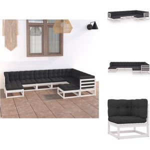 Vidaxl - 9-tlg. Garten-Lounge-Set mit Kissen Weiß Massivholz Kiefer - Garten Lounge Set - Holzmöbel - Gartenmöbel - Outdoor Möbel - Rattan Gartenmöbel