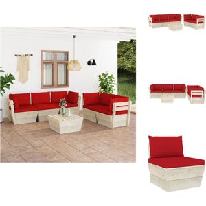 vidaXL Loungeset - Loungesets - Tuinset - Tuinsets - 6-delige Loungeset met kussens pallet vurenhout