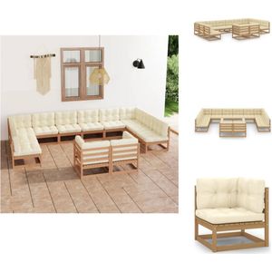 12-tlg. Garten-Lounge-Set mit Kissen Honigbraun Massivholz - Gartensofa - Lounge Set - Gartenmöbel - Rattan Möbel - Outdoor Furniture