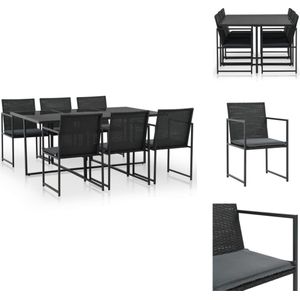 vidaXL Tuinmeubelset - Rattan - Staal - Zwart - 165x109x72 cm - 6 stoelen - 6 kussens - Tuinset
