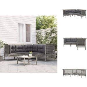 vidaXL Loungeset - Loungesets - Tuinsets - Rattan Loungeset - 5-delige Loungeset met kussens poly rattan grijs