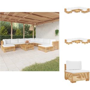 Vidaxl - 11-tlg. Garten-Lounge-Set mit Kissen Massivholz Teak - Garten Lounge Set - Teekholzmöbel - Gartenmöbel - Loungesessel - Esstisch
