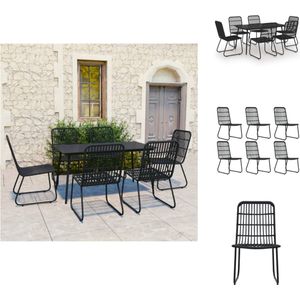 vidaXL Eetset - Eetsets - Eettafel En Stoel - Eettafels En Stoelen - 7-delige Tuinset poly rattan en glas