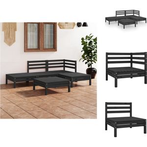 Vidaxl - 5-tlg. Garten-Lounge-Set Massivholz Kiefer Schwarz - Outdoor Lounge Set - Gartenmöbel - Rattan Möbel - Kiefernholzmöbel - Garten Sofa Set