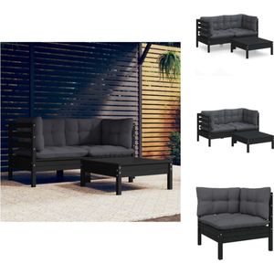 vidaXL Loungeset - Loungesets - Lounge Set - Tuinset - 3-delige Loungeset met antracietkleurige kussens grenenhout