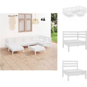 7-tlg. Garten-Lounge-Set Massivholz Kiefer Weiß - Outdoor Lounge Set - Gartenmöbel - Gartenmöbel-Set - Kiefernholzmöbel - Rústico Möbel